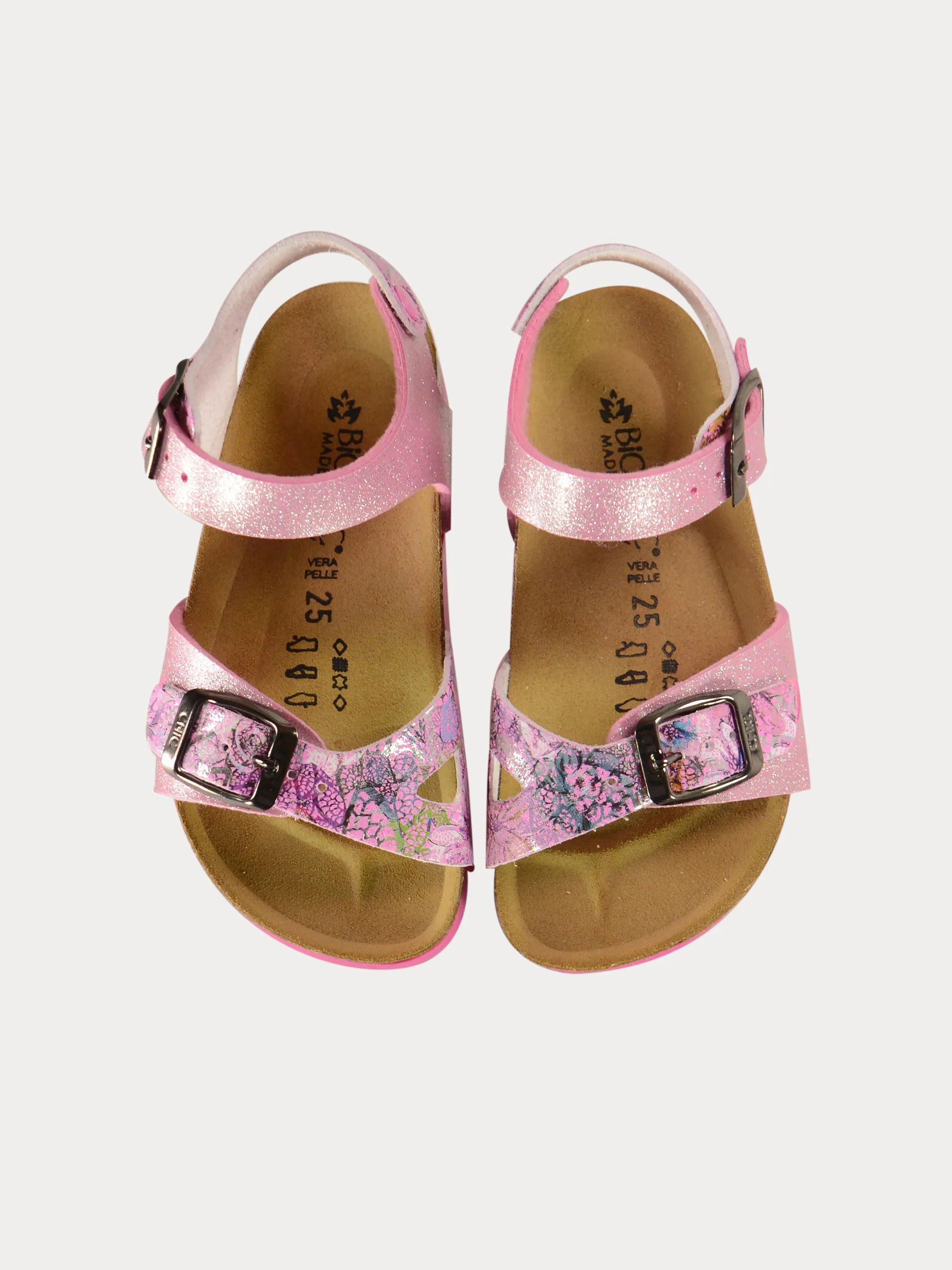 Biochic Girls Back Strap Sandals in Pink Leather