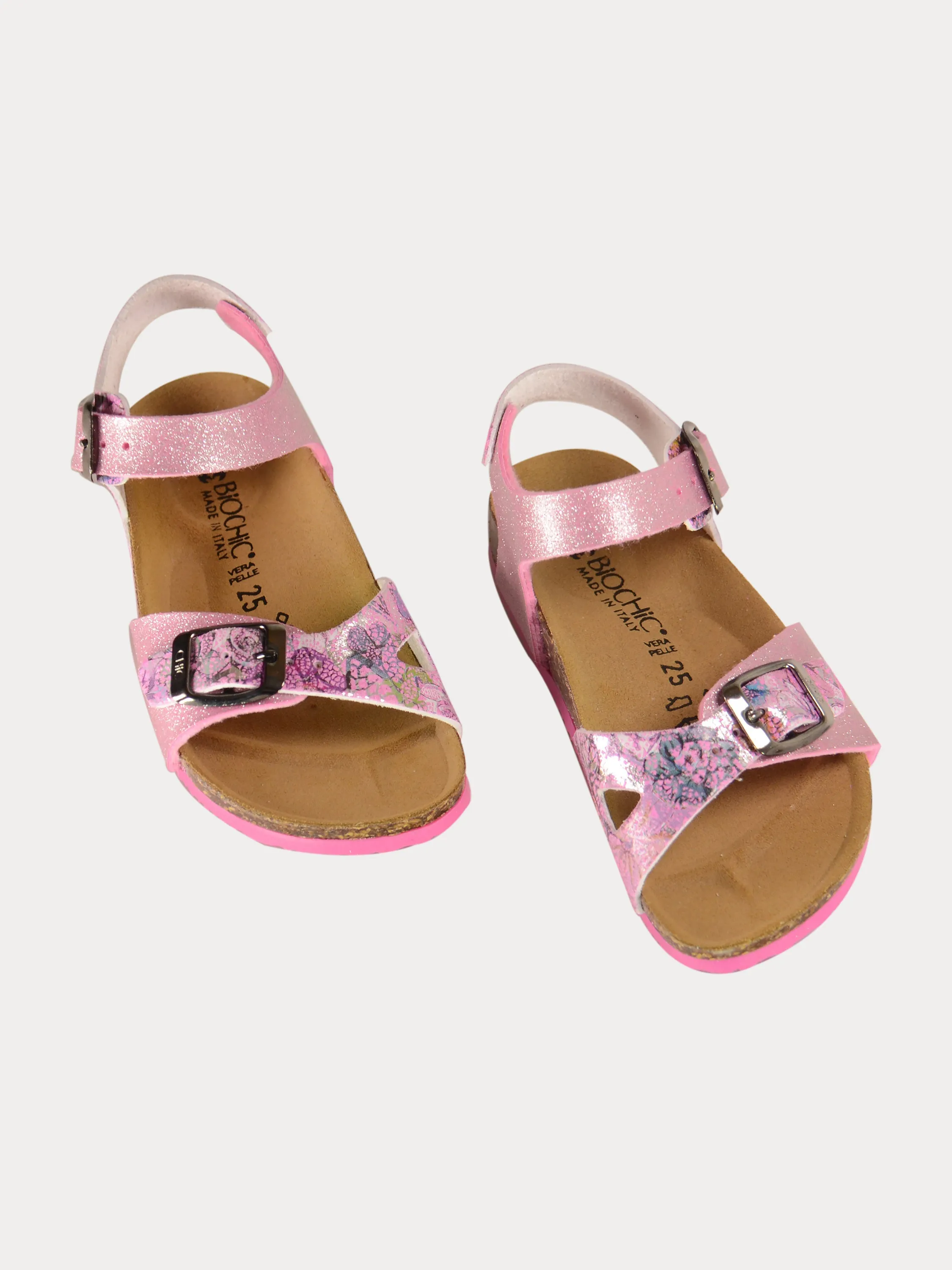 Biochic Girls Back Strap Sandals in Pink Leather
