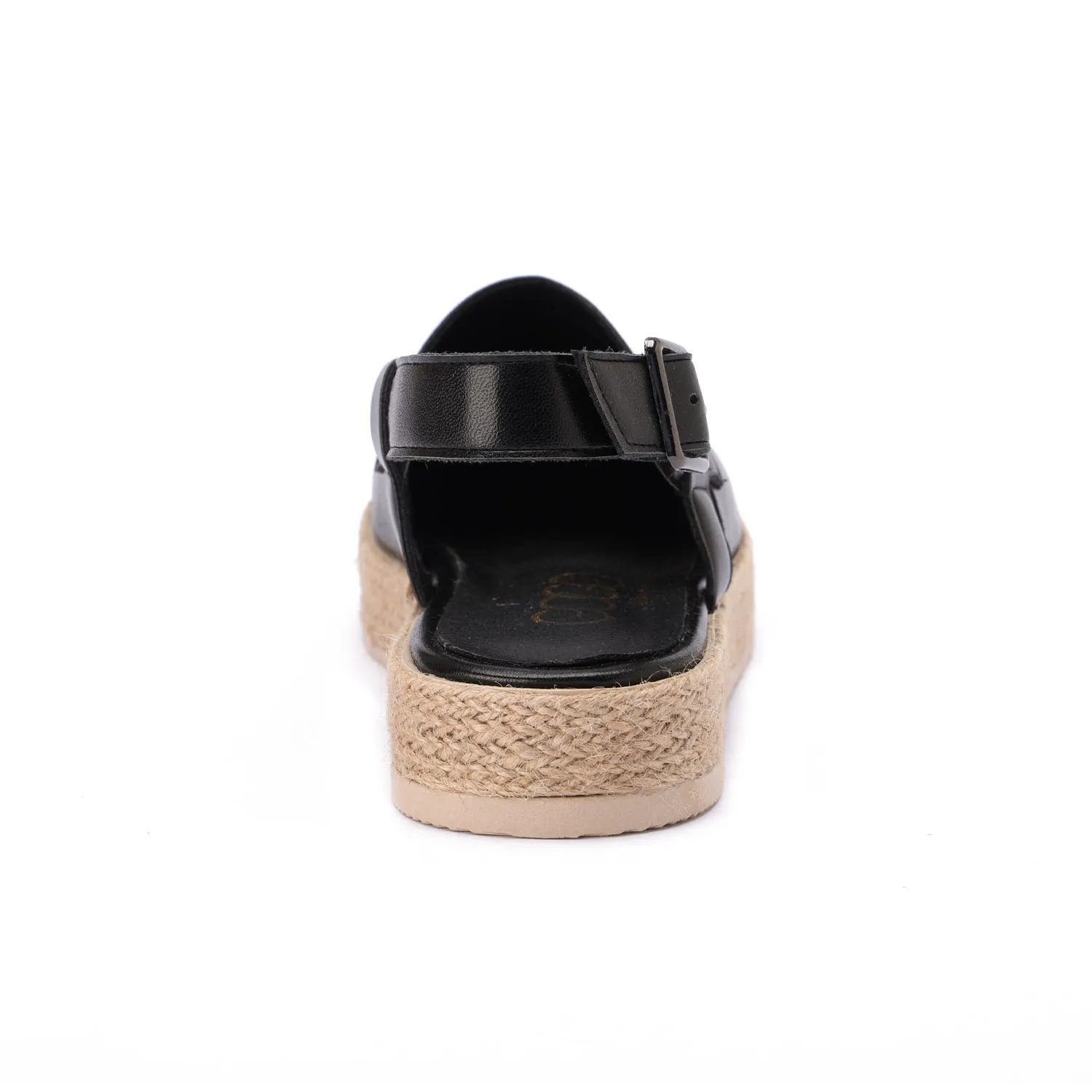 Buckled Strap Espadrille Clog - Black