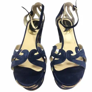 ETRO SUEDE APPLIQU CORK PLATFORM SANDALS SIZE 39