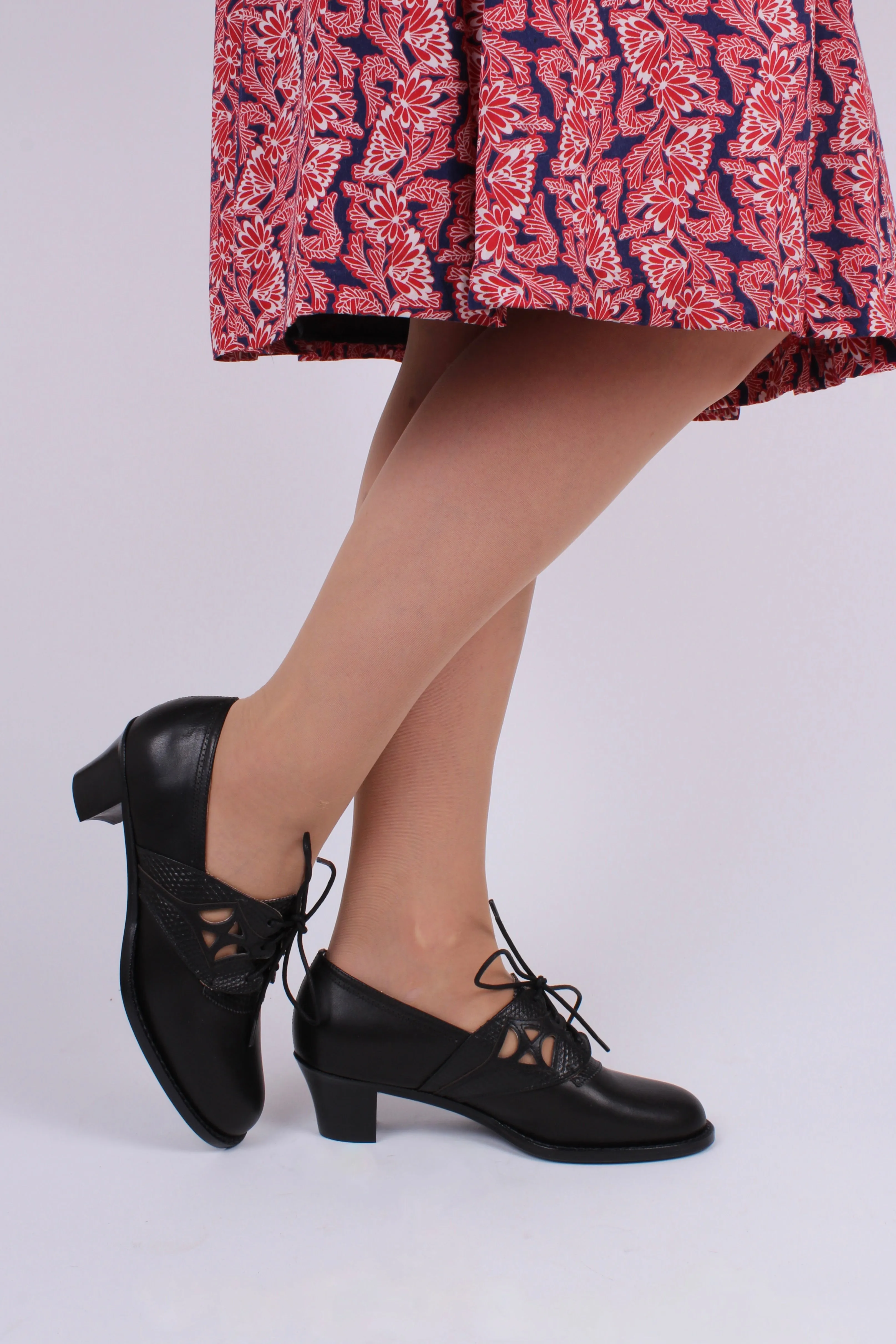 Everyday walking Oxford shoes 30s / 40s - Black - Emily