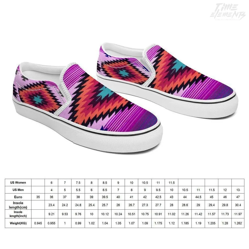Funky Shamanic Purple Orange- Native American Shoes / Slip-on Sneakers