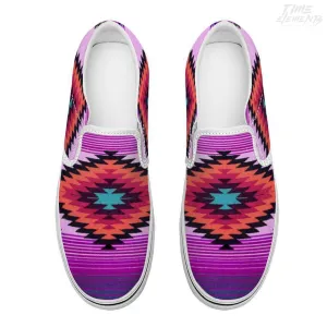 Funky Shamanic Purple Orange- Native American Shoes / Slip-on Sneakers