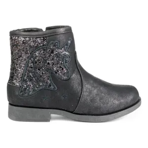Girls Black Zip Up Ankle Boot