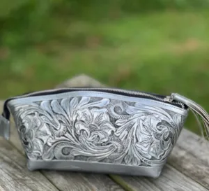 Hand-Tooled Leather COSMETIC BAG