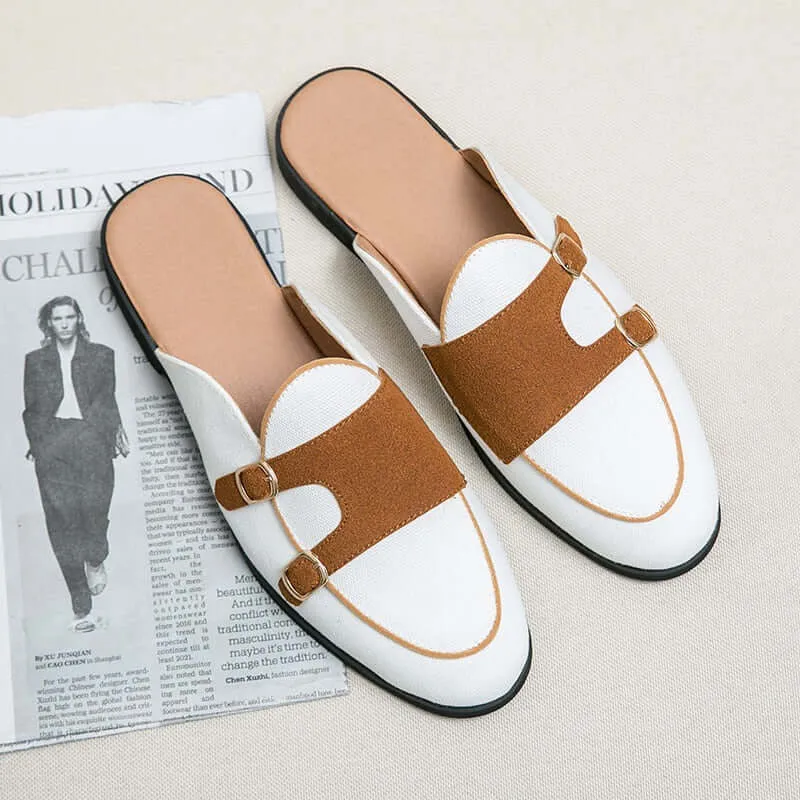 il lusso M - Crocodile Pattern Leather Mules backless loafers/Slippers for Men