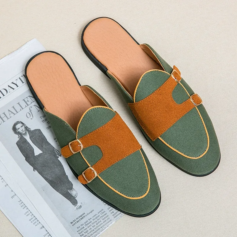 il lusso M - Crocodile Pattern Leather Mules backless loafers/Slippers for Men