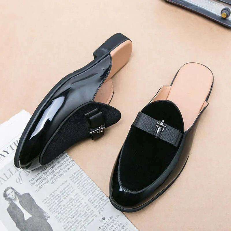 il lusso M - Crocodile Pattern Leather Mules backless loafers/Slippers for Men
