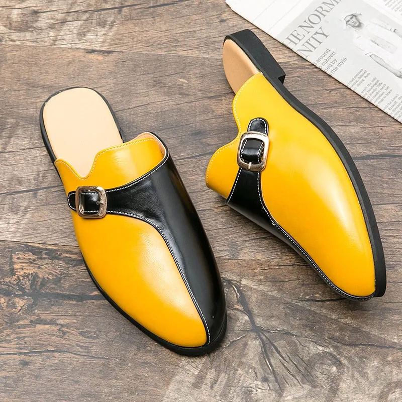 il lusso M - Crocodile Pattern Leather Mules backless loafers/Slippers for Men