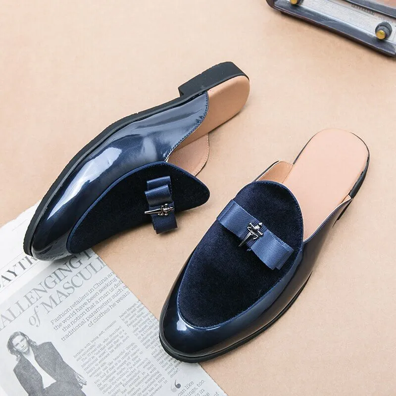 il lusso M - Crocodile Pattern Leather Mules backless loafers/Slippers for Men