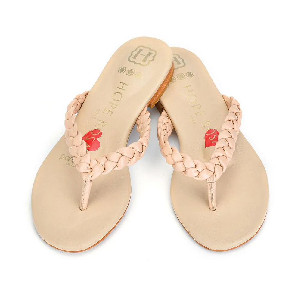 Luna Nude Braided Leather Sandal