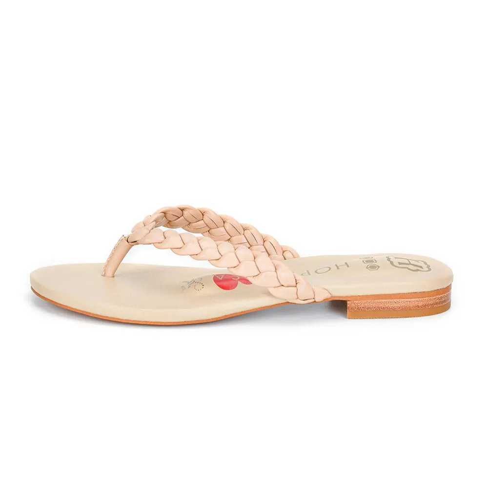 Luna Nude Braided Leather Sandal