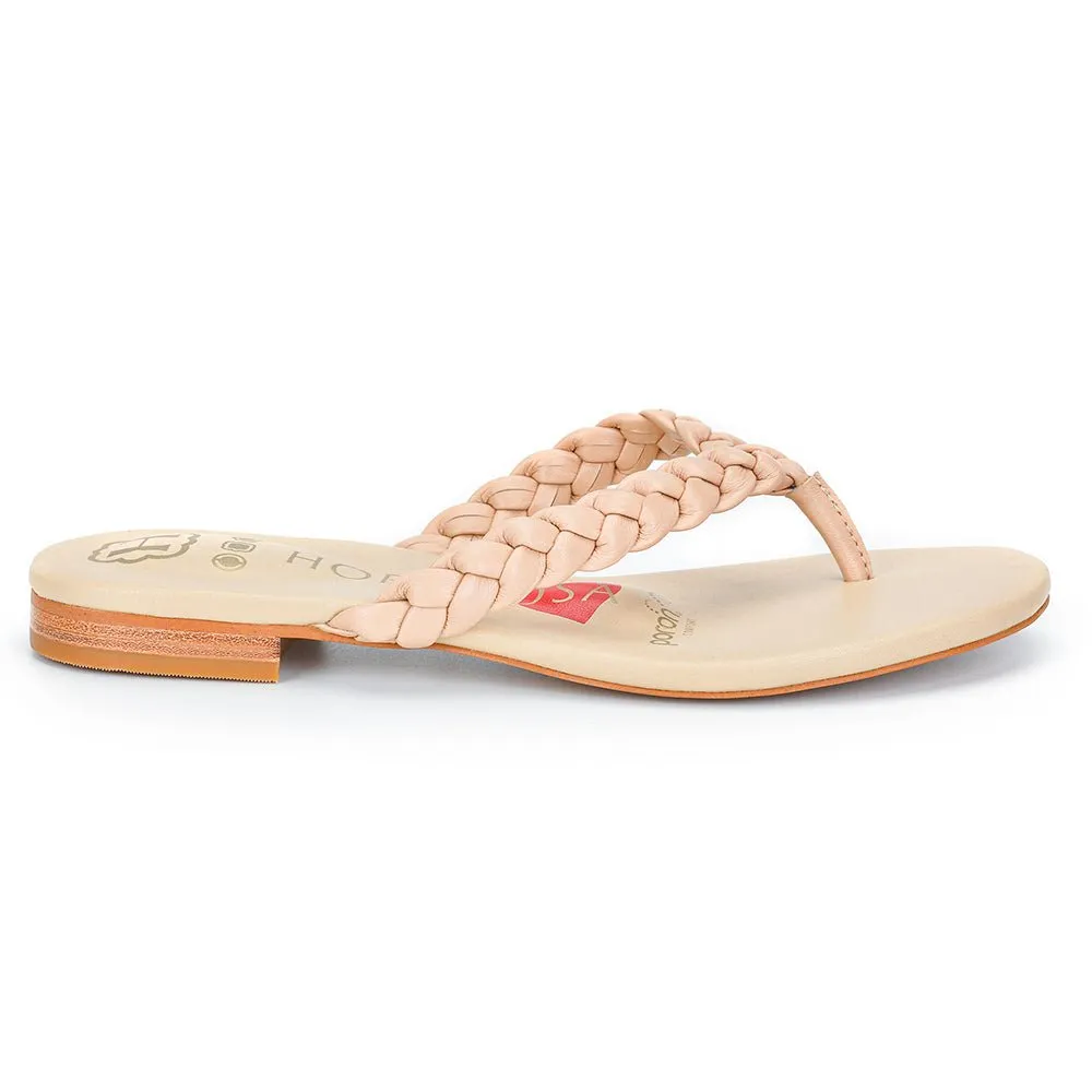 Luna Nude Braided Leather Sandal