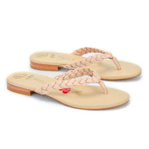 Luna Nude Braided Leather Sandal