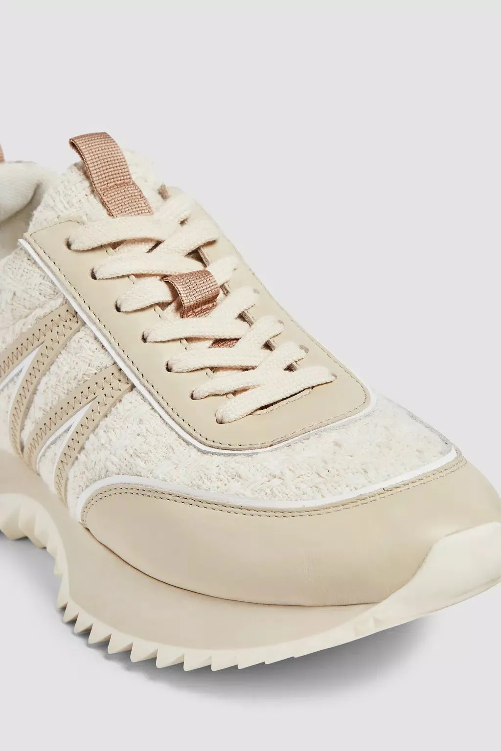 MONCLER PACEY LOW TOP SNEAKERS ECRU
