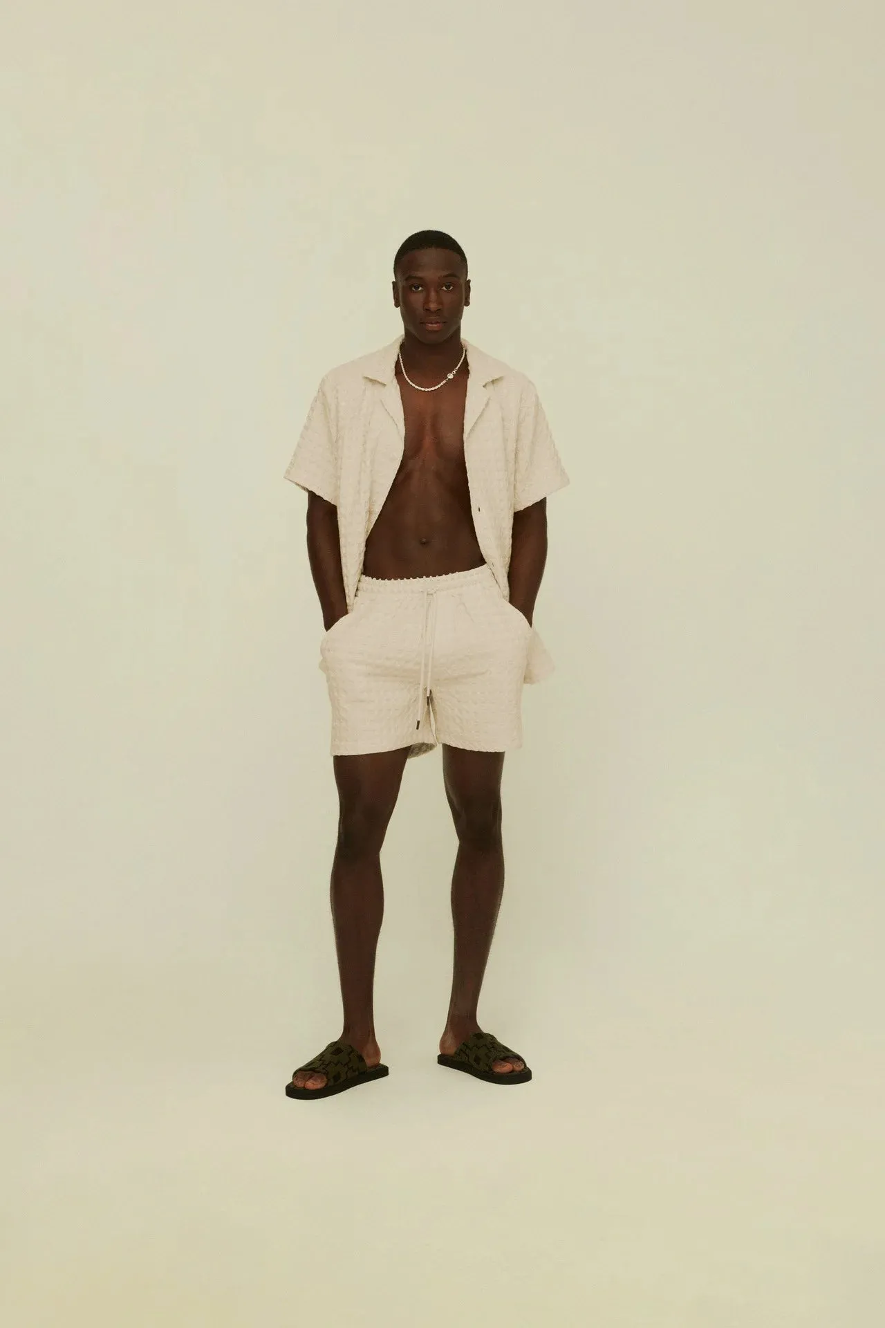 OAS Ecru Porto Waffle Shorts