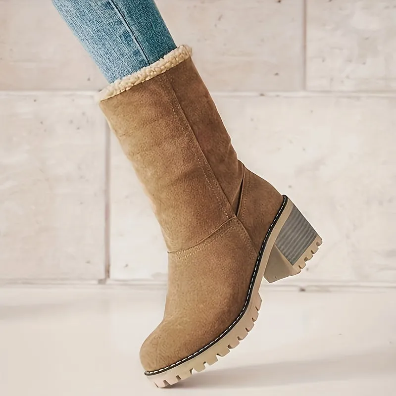 Solidago Furry Heel Mid-Calf Boots