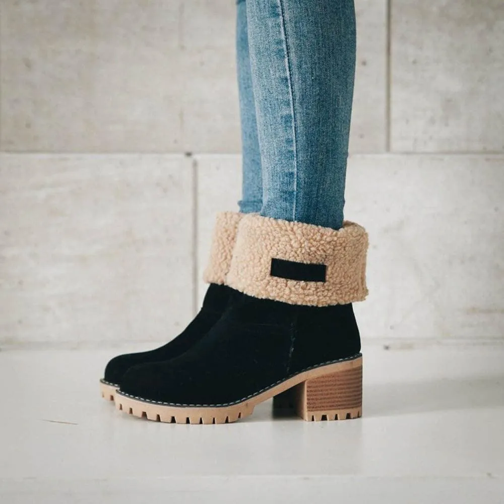 Solidago Furry Heel Mid-Calf Boots