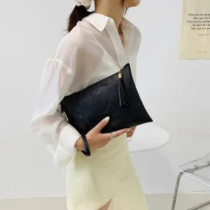 Vegan Leather Tassel Clutch