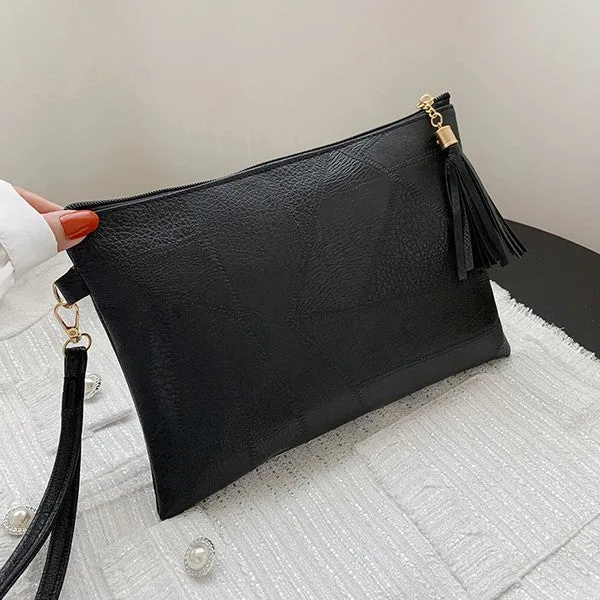 Vegan Leather Tassel Clutch