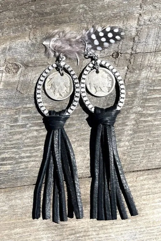 Western Leather Fringe Earrings