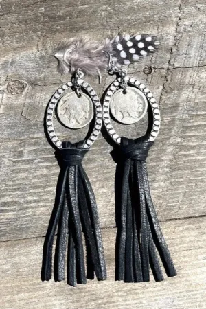 Western Leather Fringe Earrings