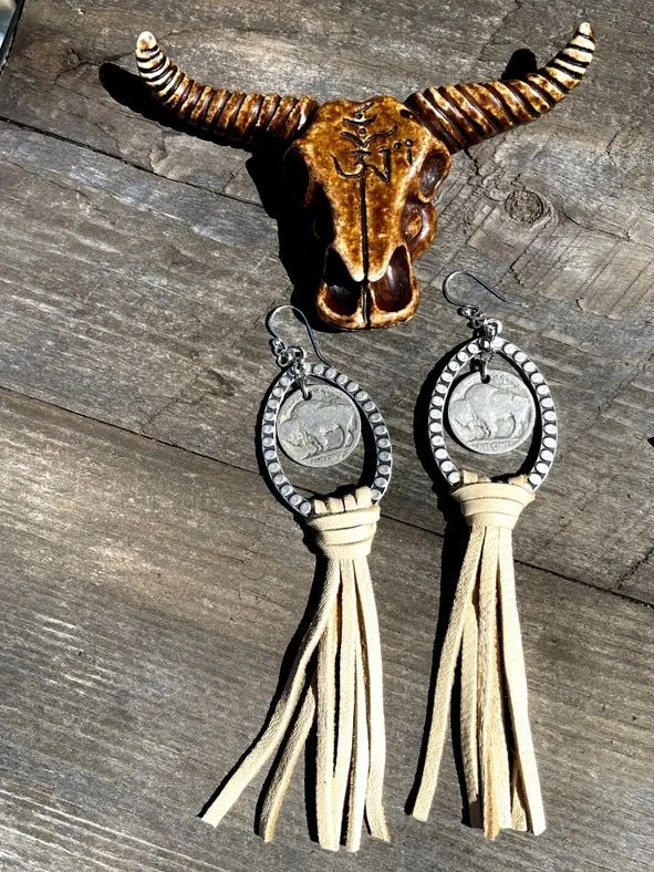 Western Leather Fringe Earrings