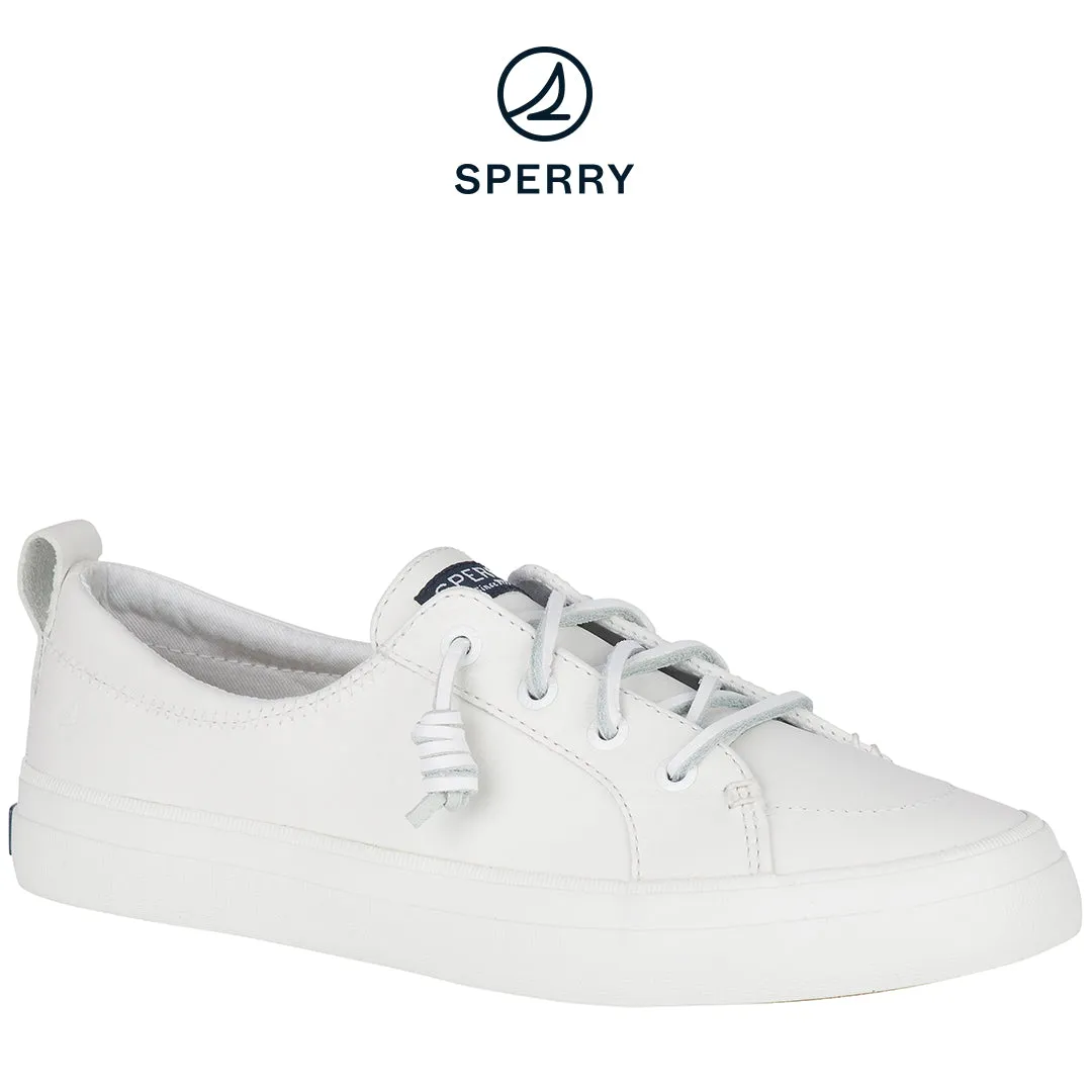 Women's Crest Vibe Leather Sneakers - White (STS84549)